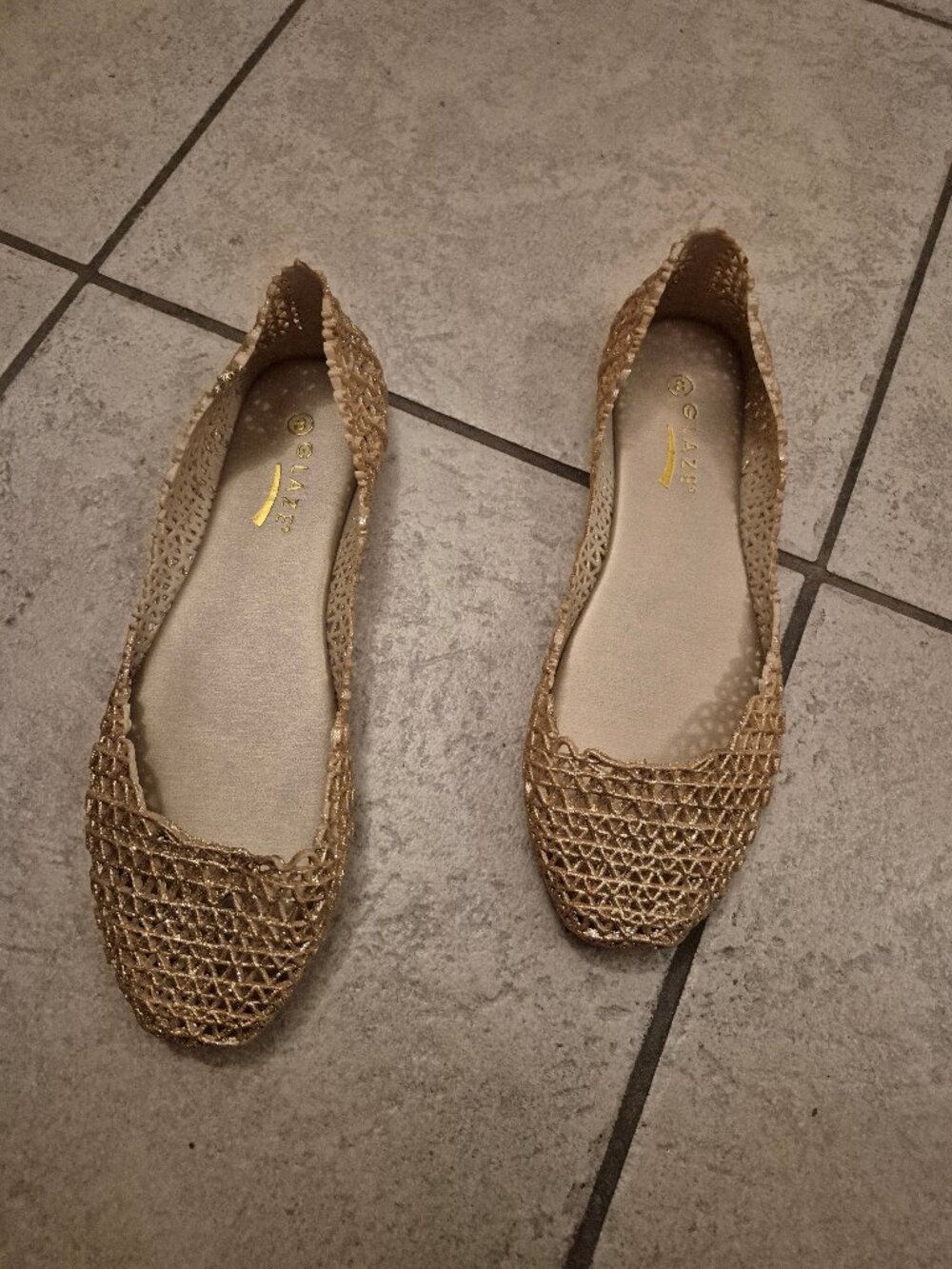 Shiny Gold Flat Shoes